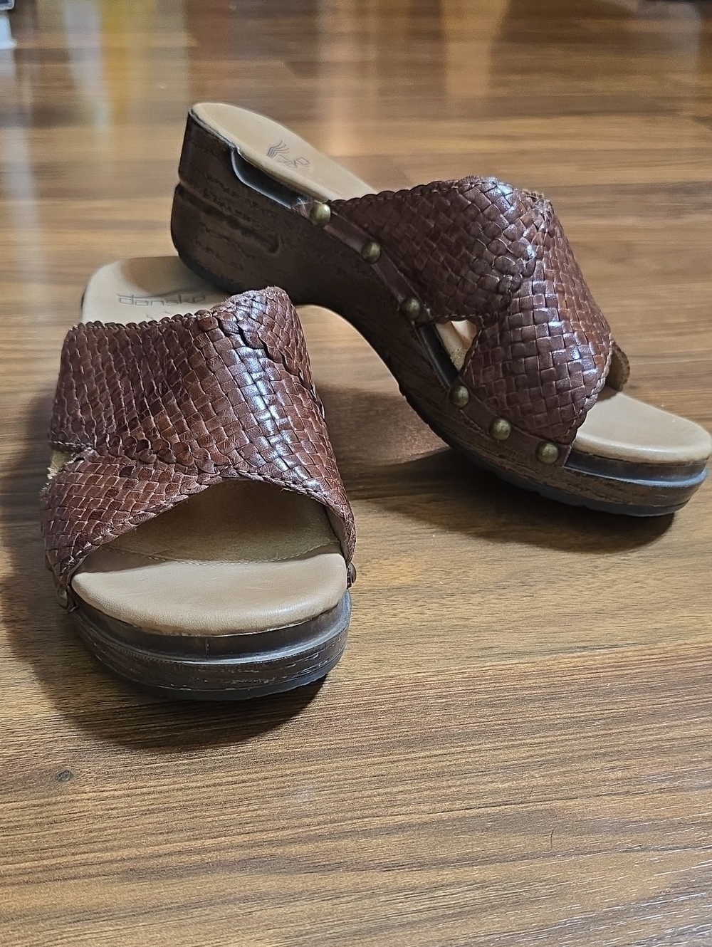 Dansko Mila Woven Leather Wedge Sandals